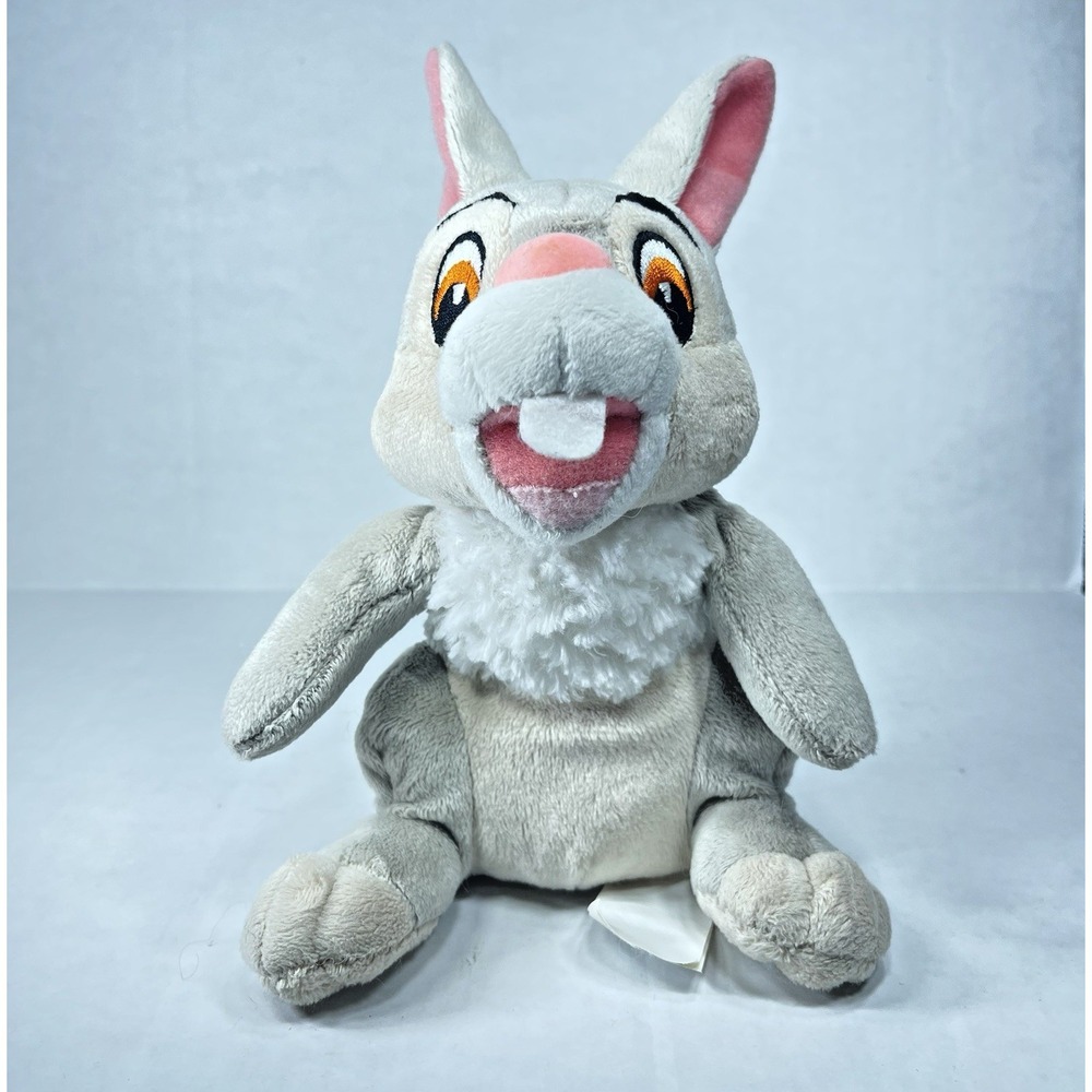 Disney Bambi‎ Thumper Plush 8" Bunny Gray Pink Nose Stuffed Animal Toy Soft